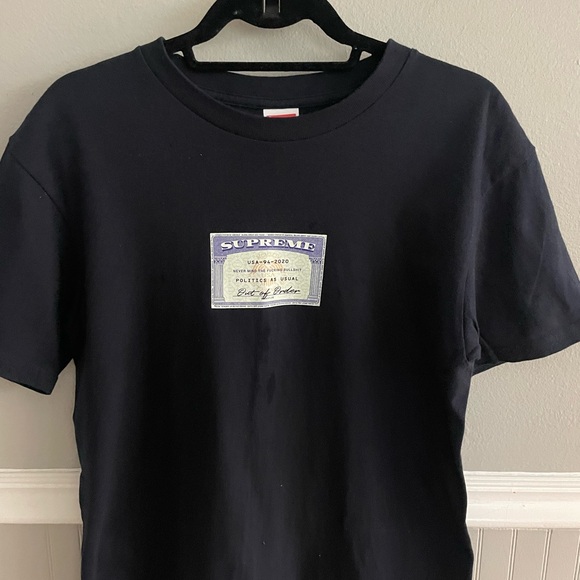 Supreme Men's Social Security Logo Navy Blue T-Shirt - Picture 5 of 9